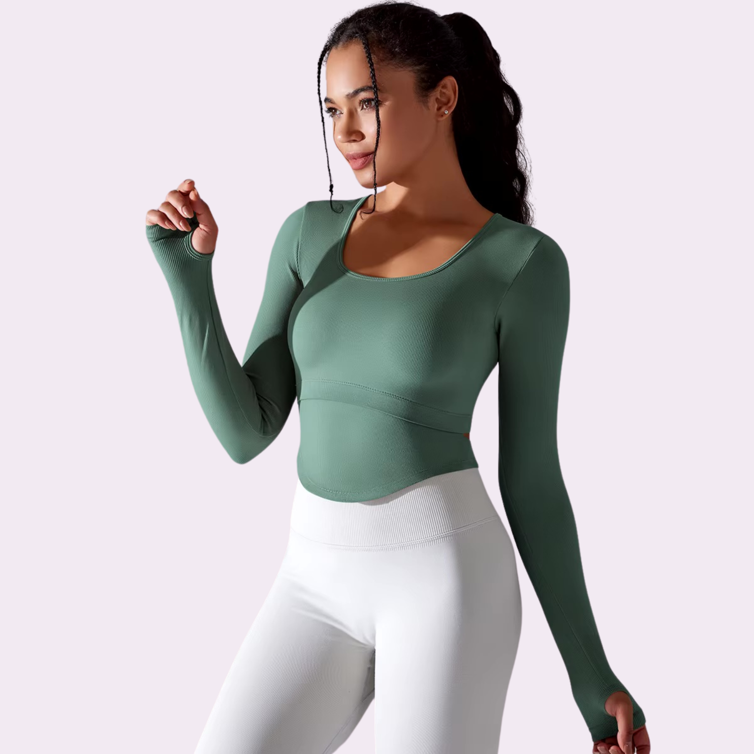 Top manches longues à brassière intégrée | Vert