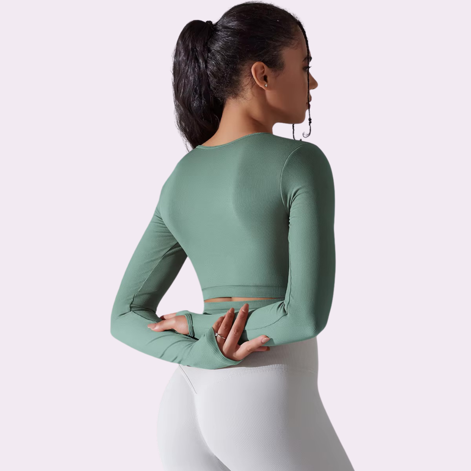 Top manches longues à brassière intégrée | Vert